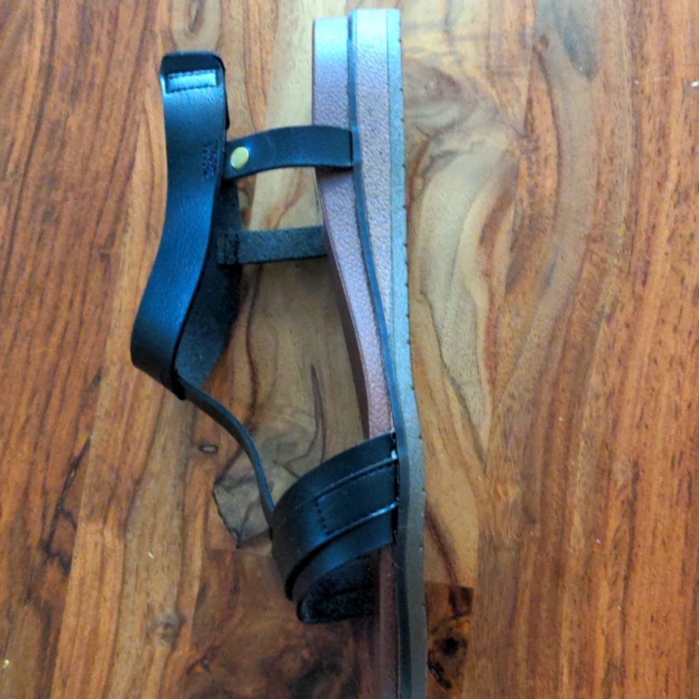 Brand new black leather sandals